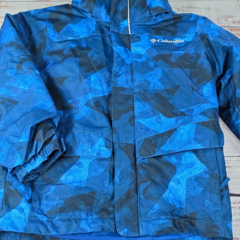 Columbia Interchange Jacket Kids XXS Blue Excellent 3-in-1 Camo Omni-Heat